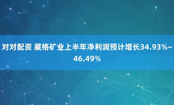 对对配资 藏格矿业上半年净利润预计增长34.93%~46.49%