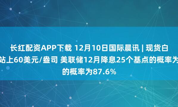 长红配资APP下载 12月10日国际晨讯 | 现货白银首次站上60美元/盎司 美联储12月降息25个基点的概率为87.6%